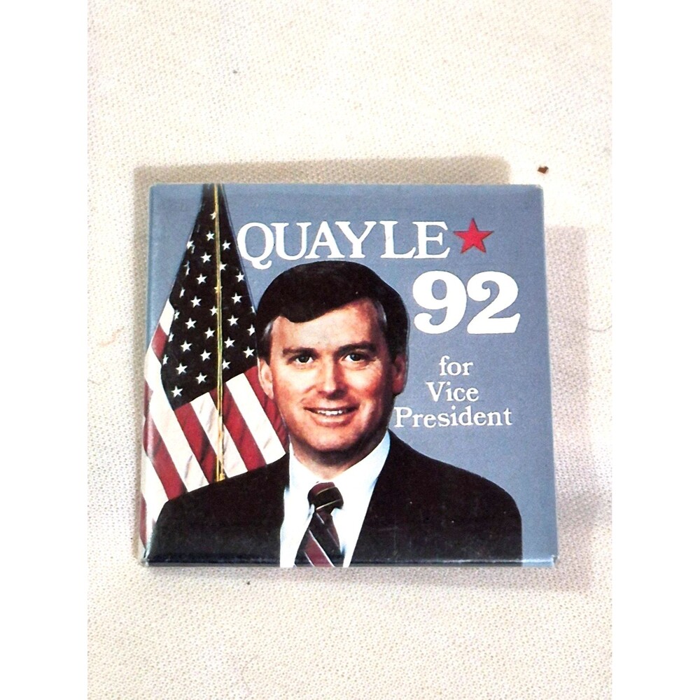 Vintage Quayle 92 For Vice President Campaign Pin 2  x 2 1/8  Creative Photo OH
